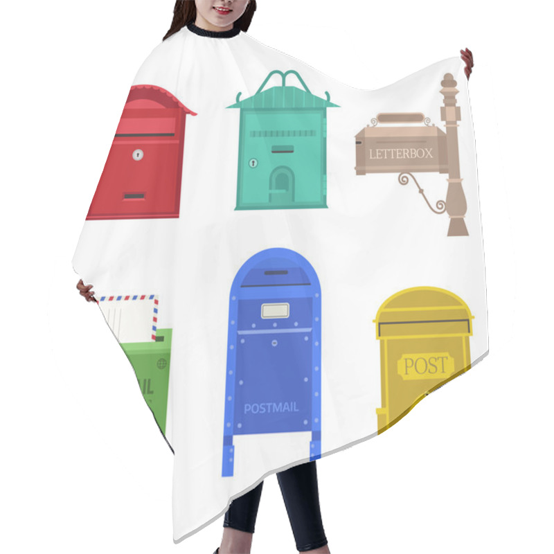 Personality  Post Mail Box Vector Set. Hair Cutting Cape