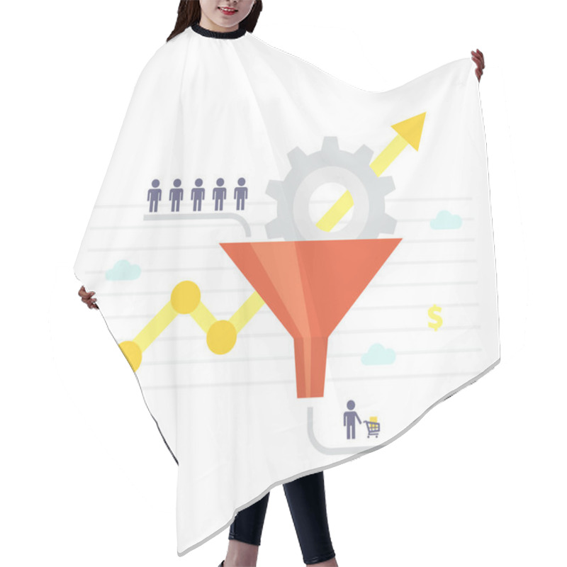 Personality  Sales Funnel And Growth Chart. Conversion Optimization - Vector Illustration. Hair Cutting Cape