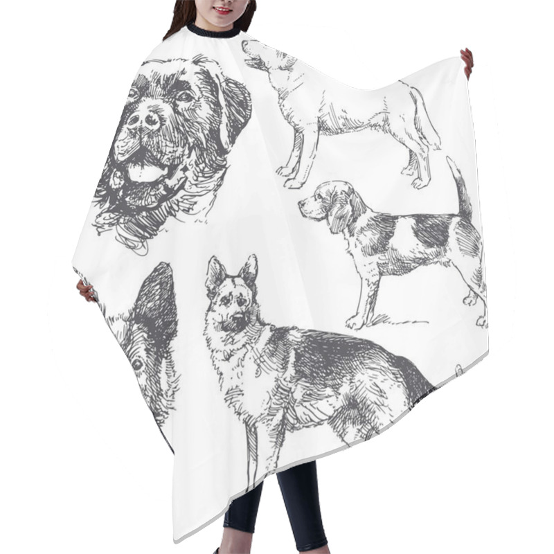 Personality  Dogs - Hand Drawn Collection Hair Cutting Cape