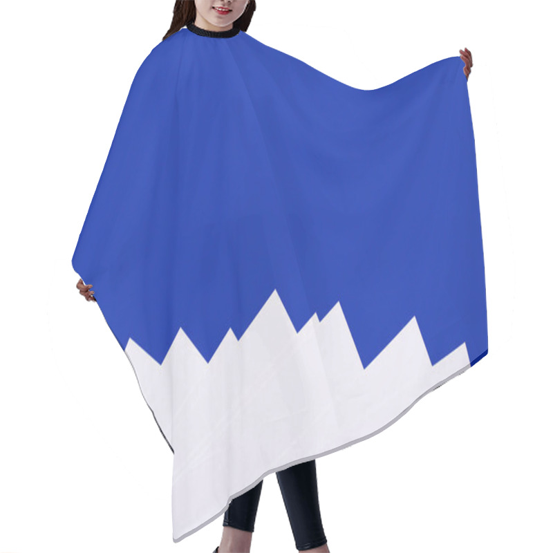 Personality  Decorative Paper Mountains On Blue Background With Copy Space Hair Cutting Cape