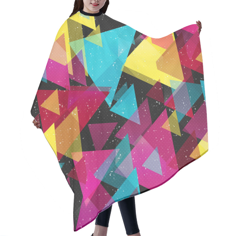 Personality  Psychedelic Graffiti Triangles Geometric Pattern On A Black Background Hair Cutting Cape