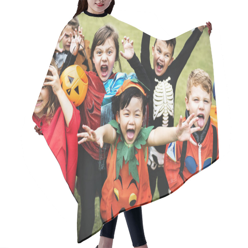 Personality  Little Kids At A Halloween Party Hair Cutting Cape