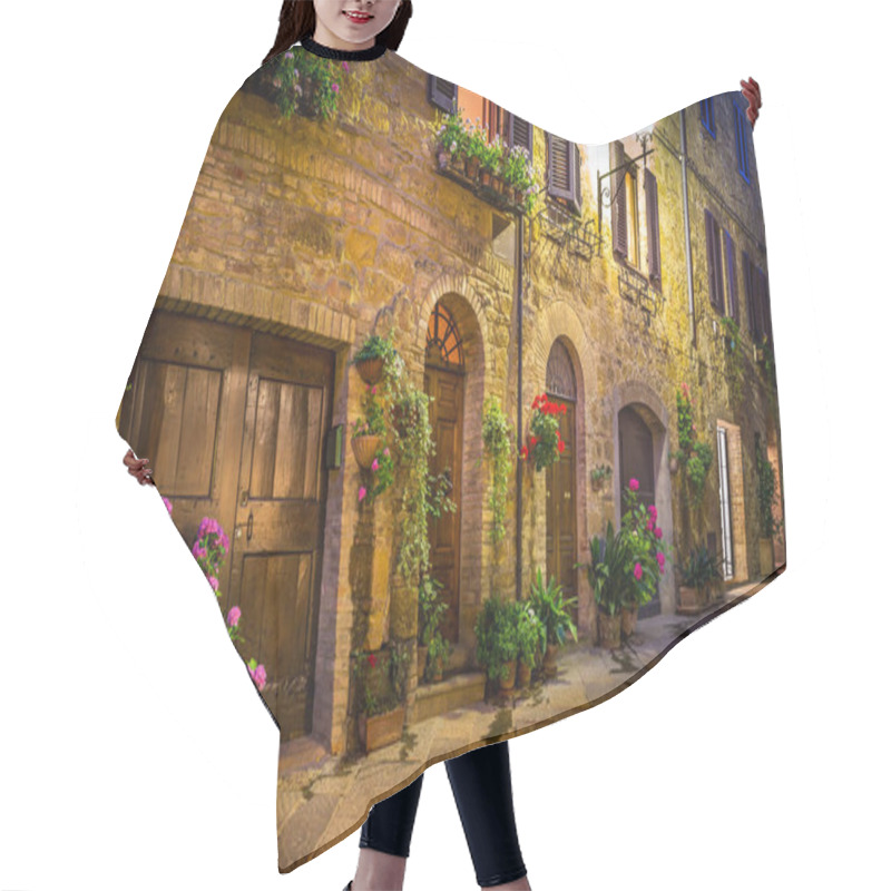 Personality  Beautiful Street Of Tuscan Pienza Town By Night Hair Cutting Cape