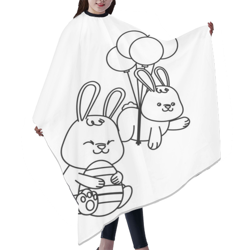 Personality  Cute Little Rabbits With Eggs Painted And Balloons Helium Hair Cutting Cape