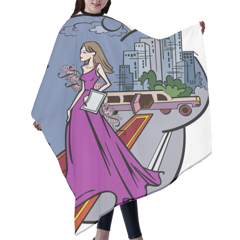 Personality  Cartoon Vector Pretty Woman Hair Cutting Cape