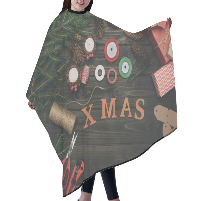 Personality  Christmas Composition With Decorations Hair Cutting Cape