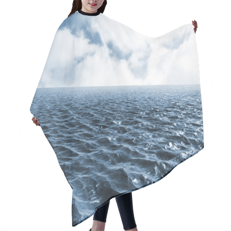 Personality  Composite Image Of Blue Ocean Hair Cutting Cape