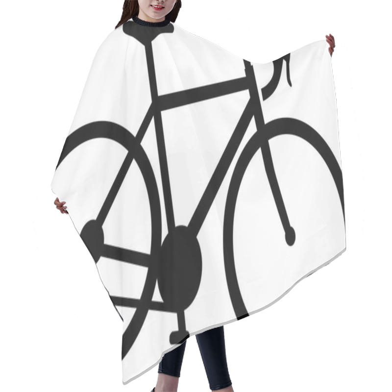 Personality  Racing Bike Icon In Black Hair Cutting Cape