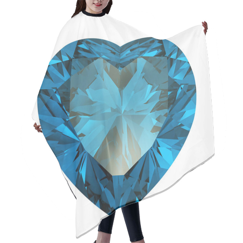 Personality  Heart Shaped Diamond Isolated. Aquamarine Hair Cutting Cape