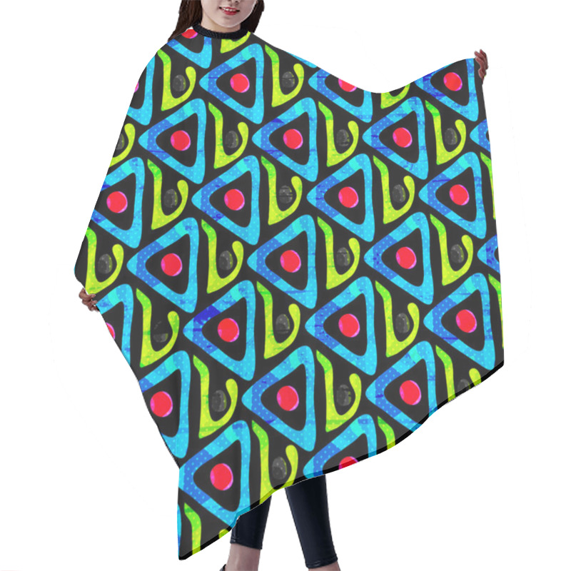 Personality  Bright Graffiti Geometric Seamless Pattern Grunge Effect Hair Cutting Cape