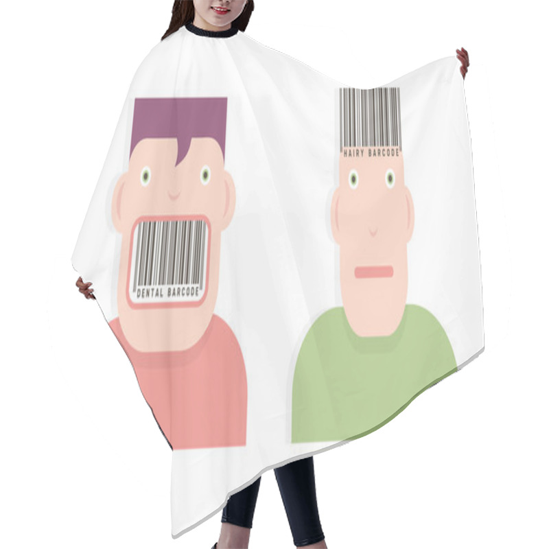 Personality  Heads With Barcodes Hair Cutting Cape