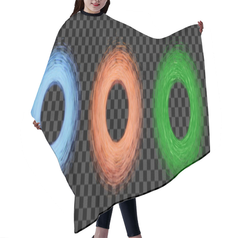 Personality  Magic Round Portal Set. Futuristic Orange, Blue And Green Swirl Teleport With Many Sparks. Vector Fantasy Glowed Circle Frame. Hair Cutting Cape