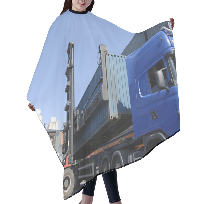 Personality  Forklift Stacking Cargo Containers Hair Cutting Cape