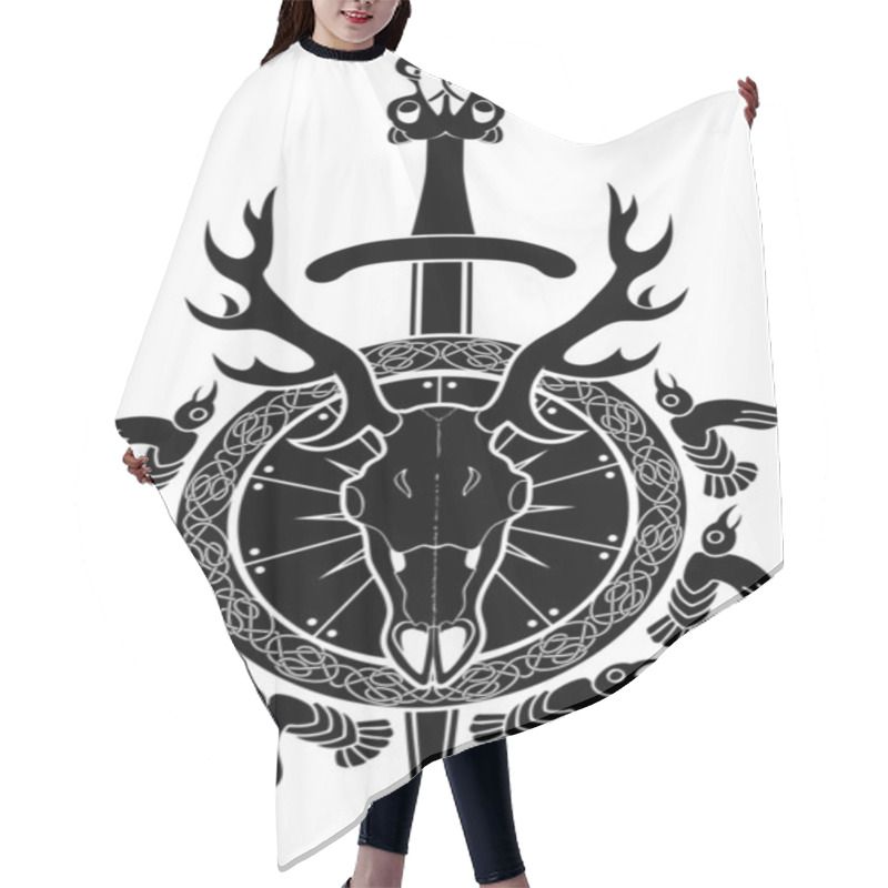 Personality  Deer Skull, Sword And Shield Hair Cutting Cape