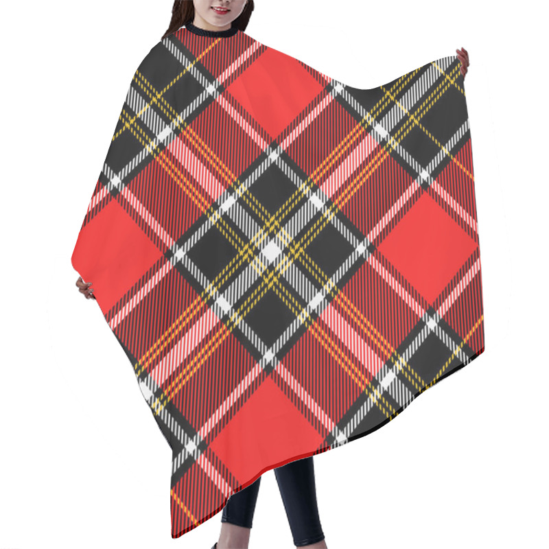 Personality  Tartan Pattern In Red, White And Yellow. Hair Cutting Cape