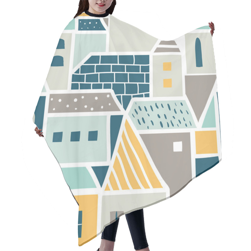 Personality  Geometric Seamless Pattern With Buildings Hair Cutting Cape