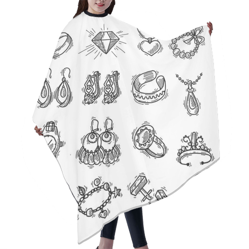 Personality  Jewelry Icons Set Hair Cutting Cape