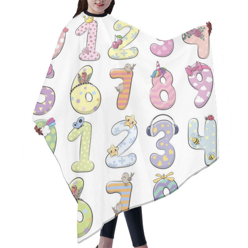 Personality  Cute Cartoon Numbers Isolated On A White Background Hair Cutting Cape