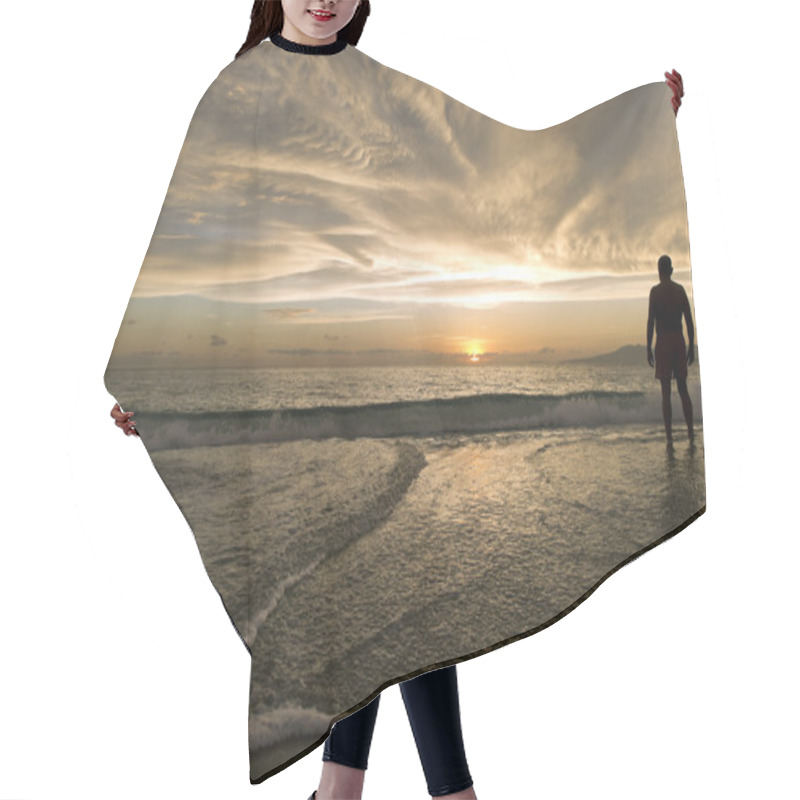 Personality  Ocean Sunset Man Silhouette Hair Cutting Cape