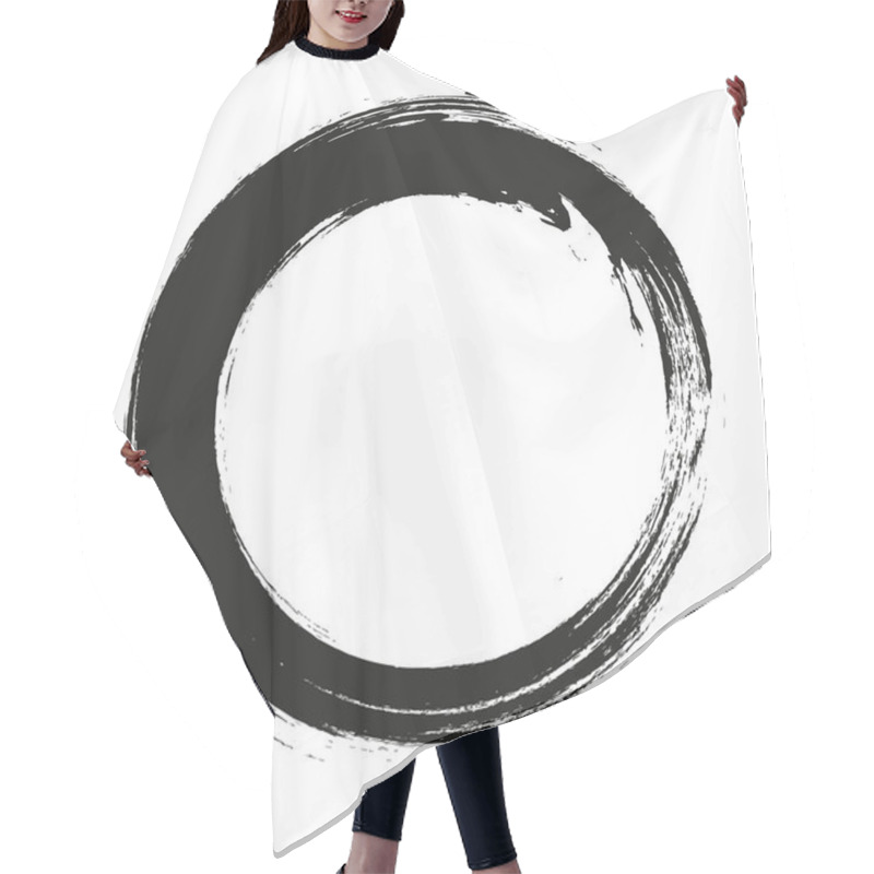 Personality  Vector Brush Strokes Circles Of Paint On White Background. Ink Hand Drawn Paint Brush Circle. Logo, Label Design Element Vector Illustration. Black Abstract Circle. Frame. Hair Cutting Cape