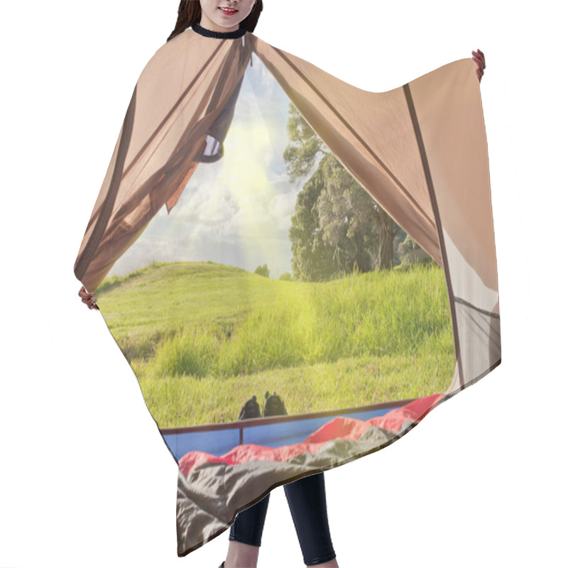 Personality  Campsite Nature View From Inside A Tent Hair Cutting Cape