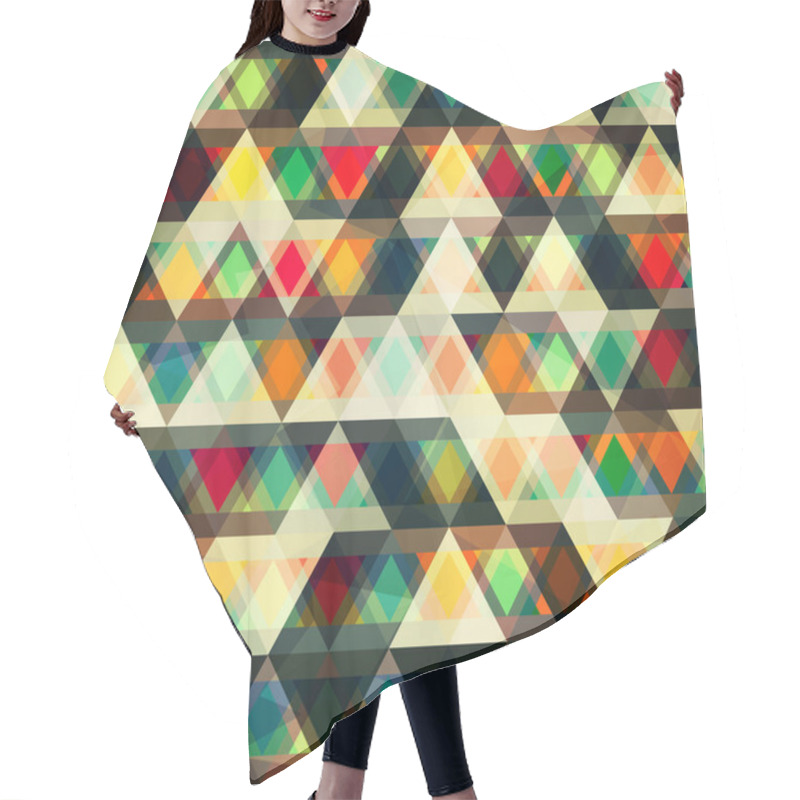 Personality  Mosaic Triangles Seamless Pattern Hair Cutting Cape