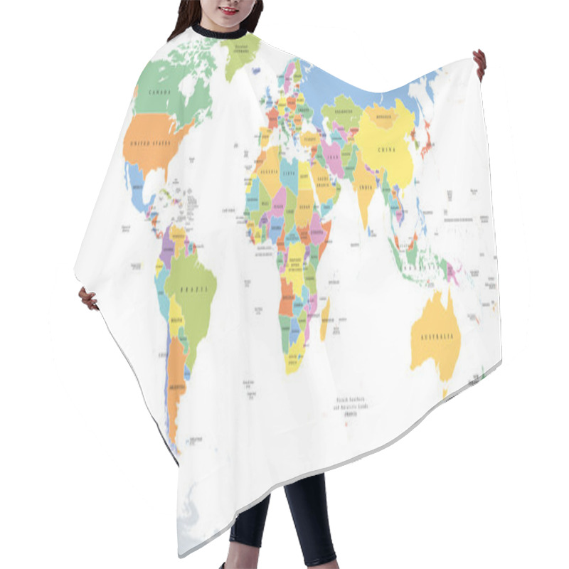 Personality  World Single States Political Map Hair Cutting Cape