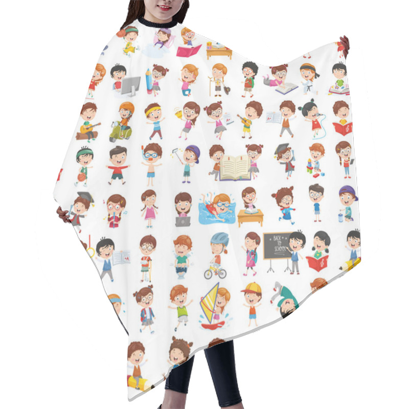 Personality  Vector Collection Of Cartoon Children Hair Cutting Cape