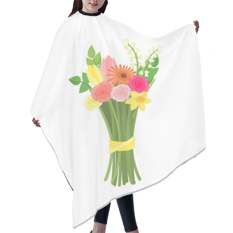 Personality  Bouquet Composition From Different Flowers Isolated On White Background Hair Cutting Cape