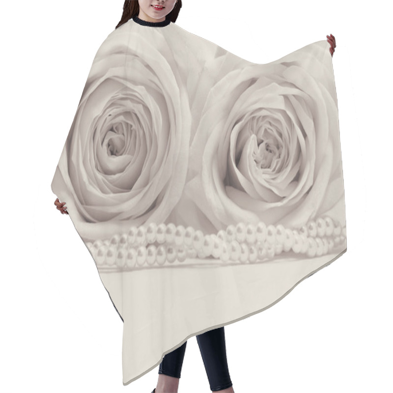 Personality  Beautiful White Roses Toned In Sepia As Wedding Background Hair Cutting Cape