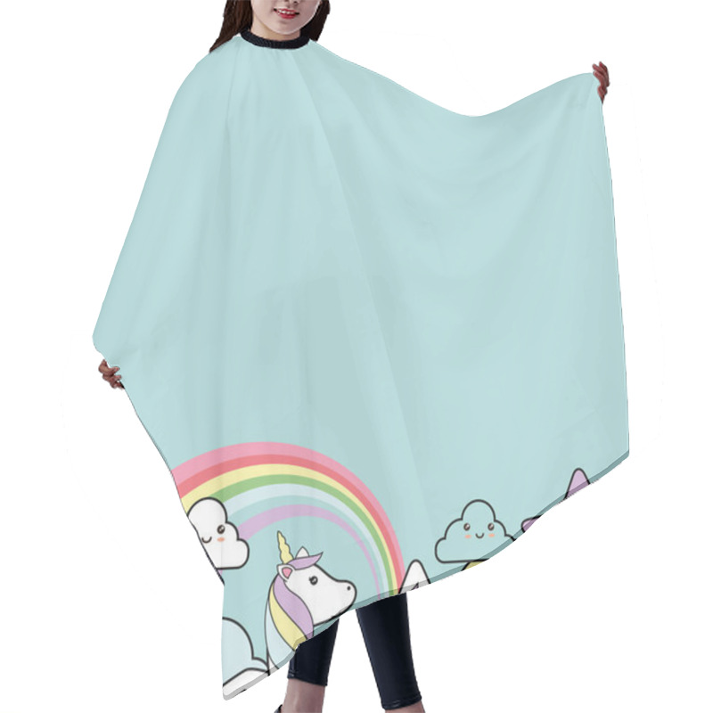 Personality  Cute Background With Sweet Unicorn, Stars, Clouds And Sun - Kawaii Style Hair Cutting Cape