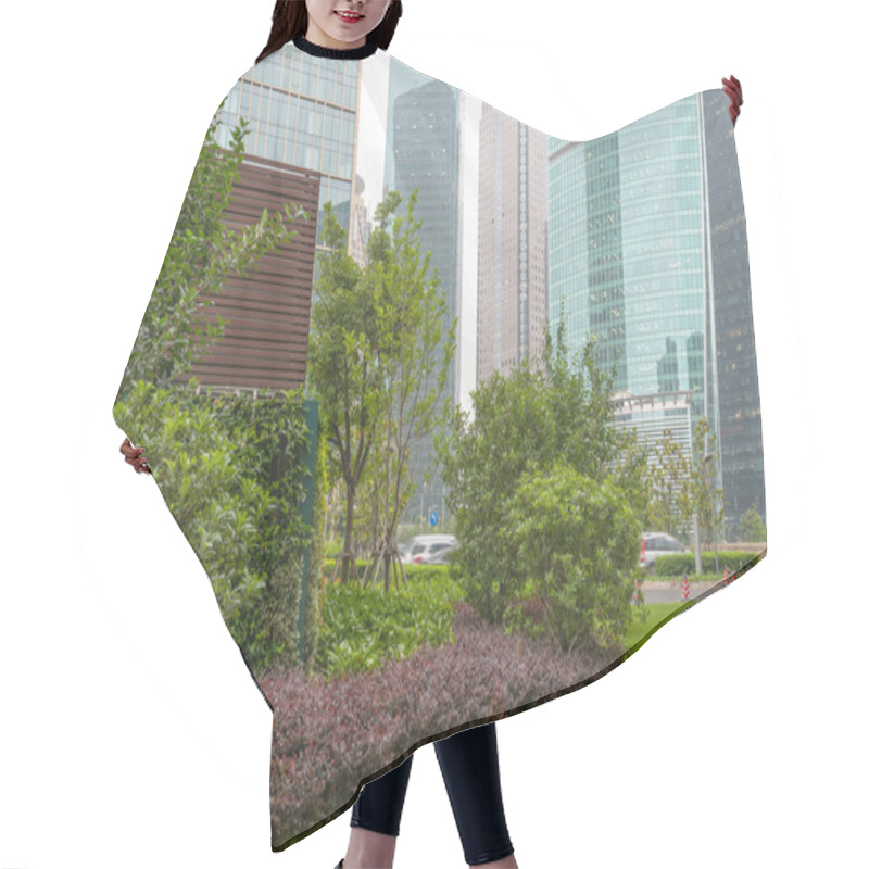 Personality  City Park With Modern Buildings Background Hair Cutting Cape