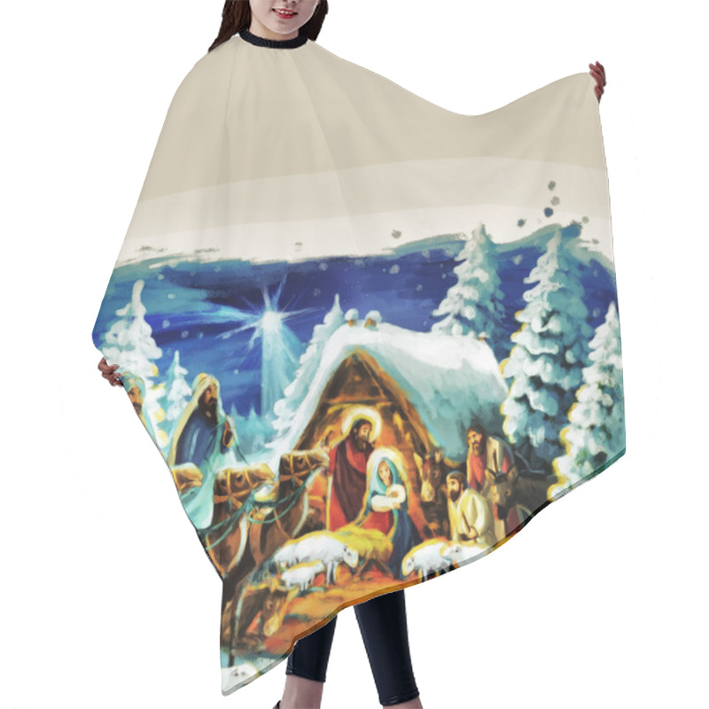 Personality  Religious Illustration Three Kings - And Holy Family - Tradition Hair Cutting Cape