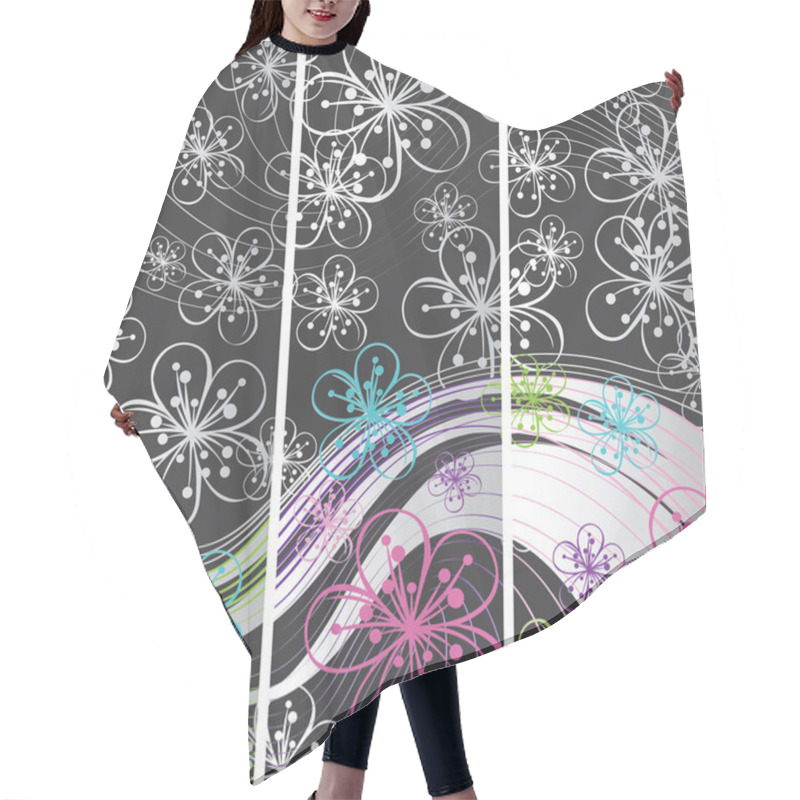 Personality  Abstract Spring Banners. Flowers On The Line Background Hair Cutting Cape