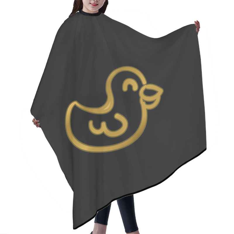 Personality  Bird Hand Drawn Animal Toy Gold Plated Metalic Icon Or Logo Vector Hair Cutting Cape