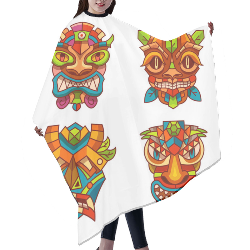 Personality  Totem Pole Mask Set, Religious Ethnic Idols Hair Cutting Cape