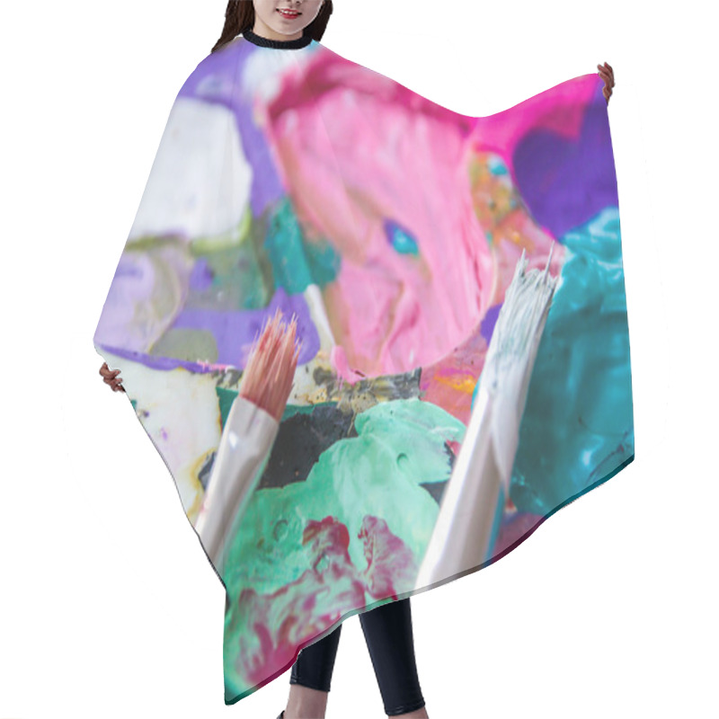 Personality  Art Palette With Paints Hair Cutting Cape