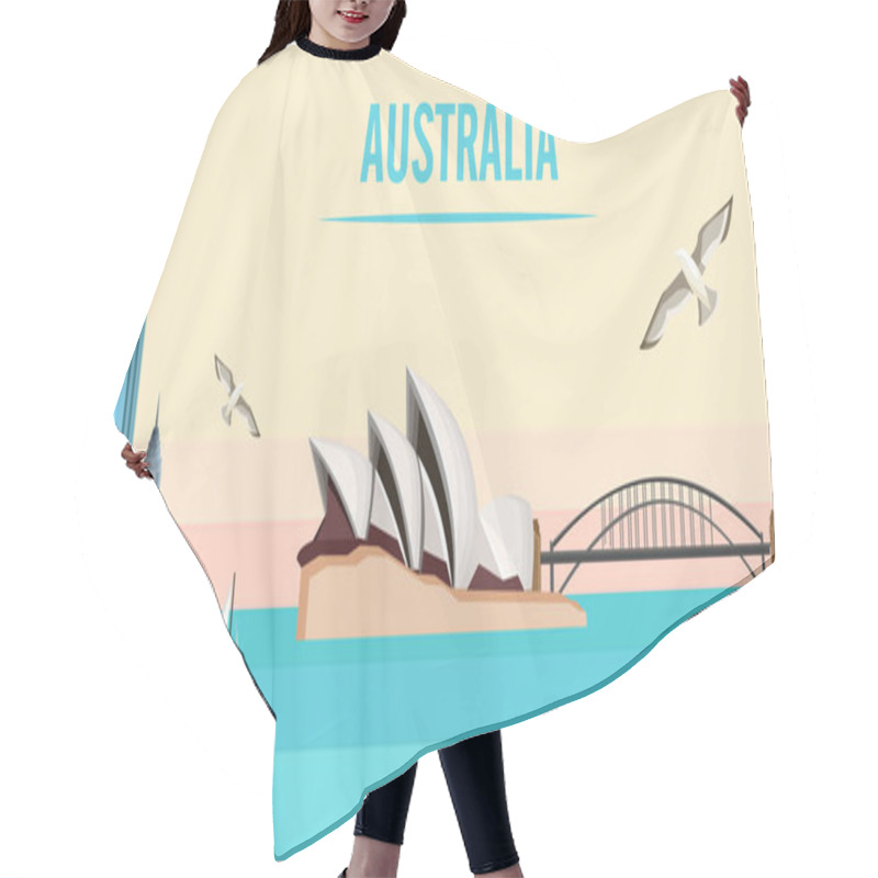 Personality  Australia Background With Opera House And Harbor Bridge. Hair Cutting Cape