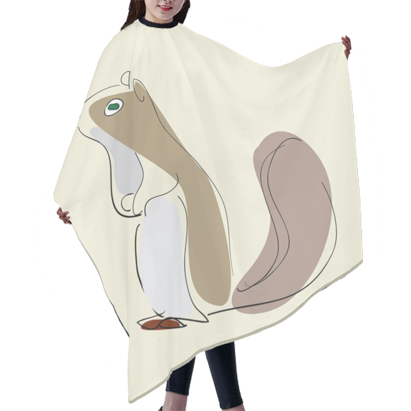 Personality  Squirrel With Green Eyes On Beige Background Hair Cutting Cape