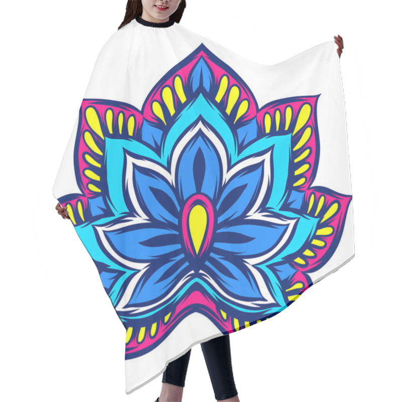 Personality  Indian Ethnic Decorative Element. Ethnic Folk Ornament. Hand Drawn Lotus Flower. Hair Cutting Cape