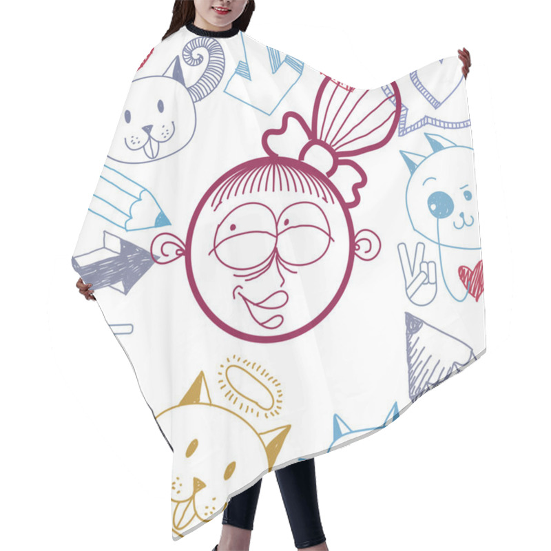 Personality  Happy Smiling Cartoon Girl Hair Cutting Cape