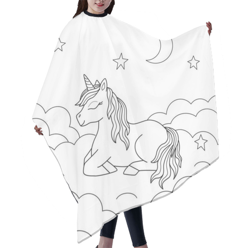 Personality  Cute Unicorn Sleeps In The Sky Among The Stars. Hair Cutting Cape