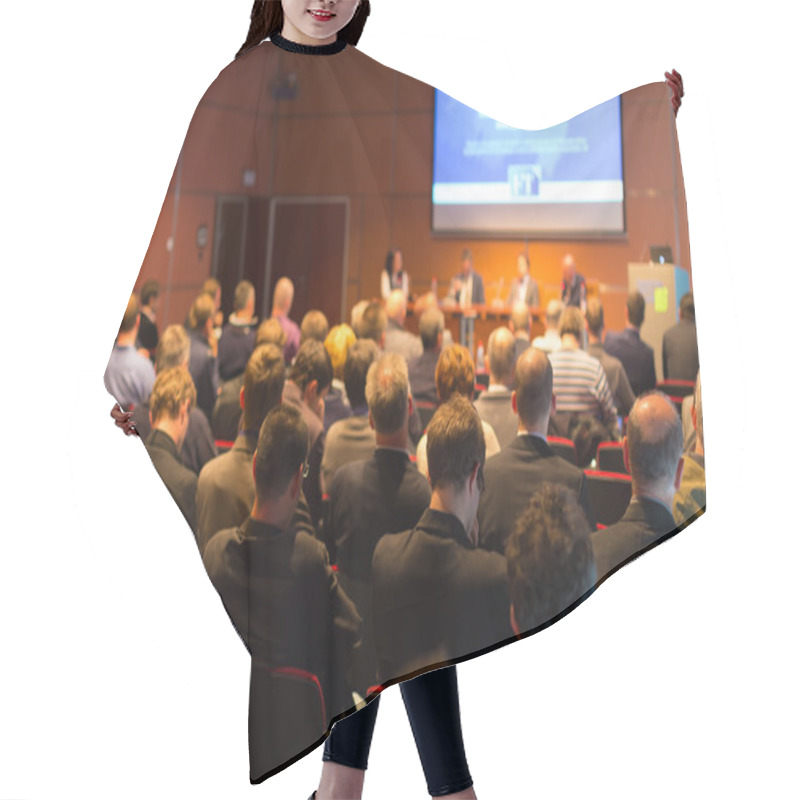 Personality  Audience At The Conference Hall. Hair Cutting Cape