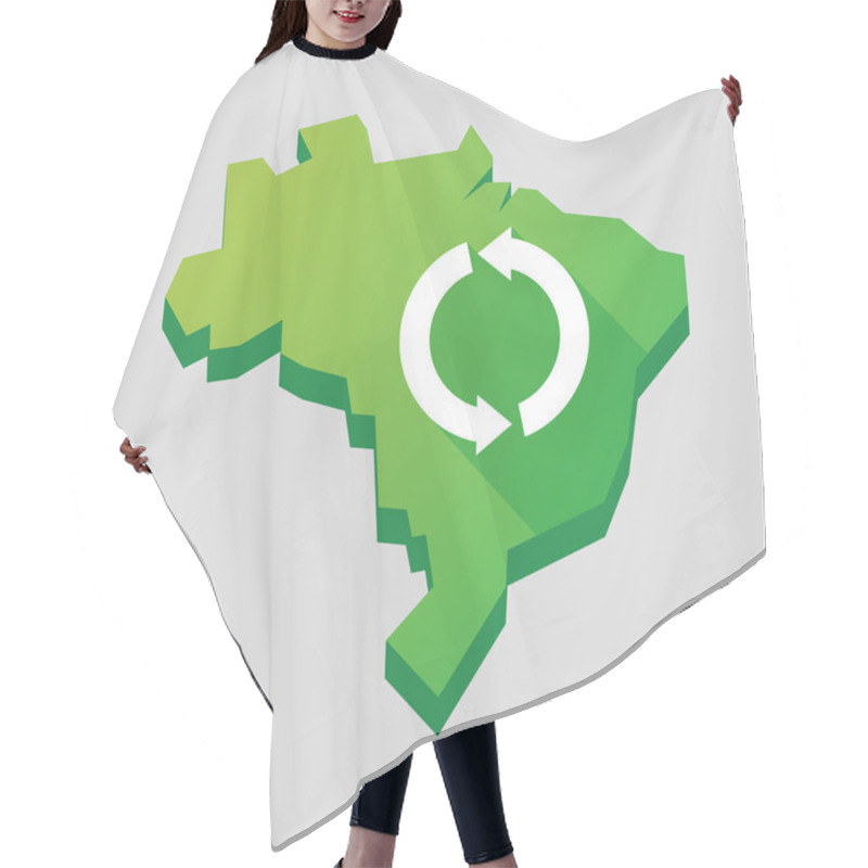 Personality  Green Brazil Map With A Recycle Sign Hair Cutting Cape