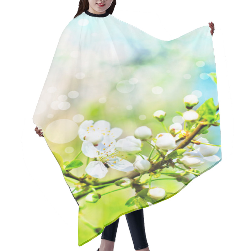 Personality  Beautiful Closeup Spring Blossoming Tree Hair Cutting Cape