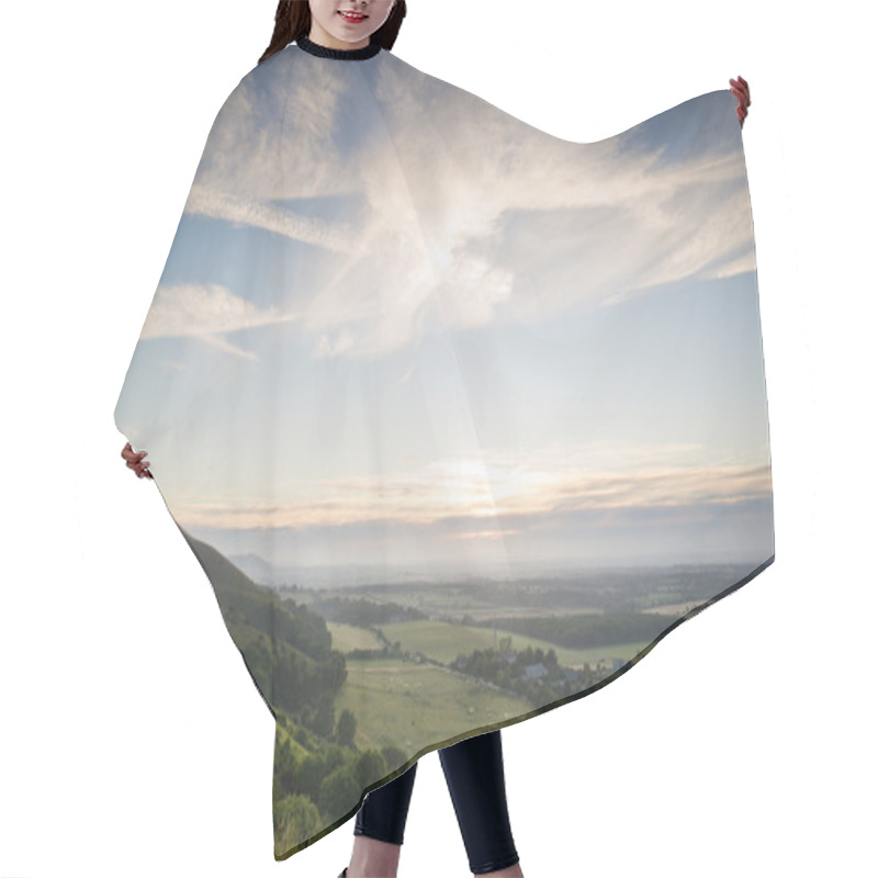 Personality  View Across English Countryside Landscape During Late Summer Eve Hair Cutting Cape