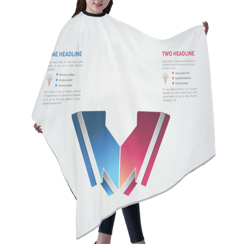 Personality  Two Arrows. 2 Steps Diagram, Elements, Charts, Infographics. Hair Cutting Cape