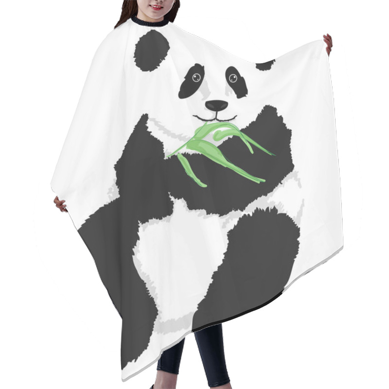 Personality  Panda Sitting With Bamboo Branch Hair Cutting Cape