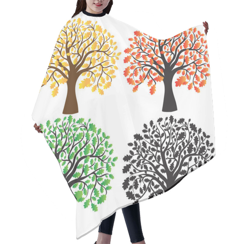 Personality  Four Oak With Yellow, Red, Green Foliage. Ebony. Hair Cutting Cape