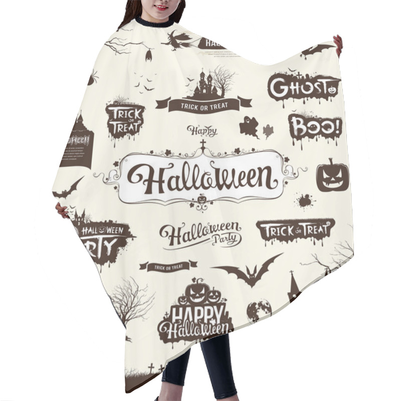 Personality  Happy Halloween Day Silhouette Collections Design Hair Cutting Cape